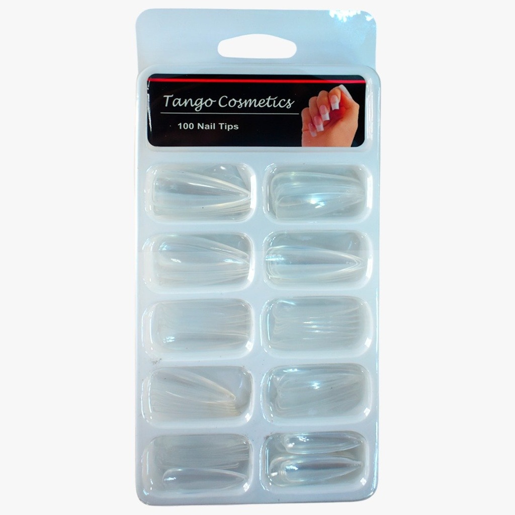 Set de uñas transparentes naturales empaque blanco